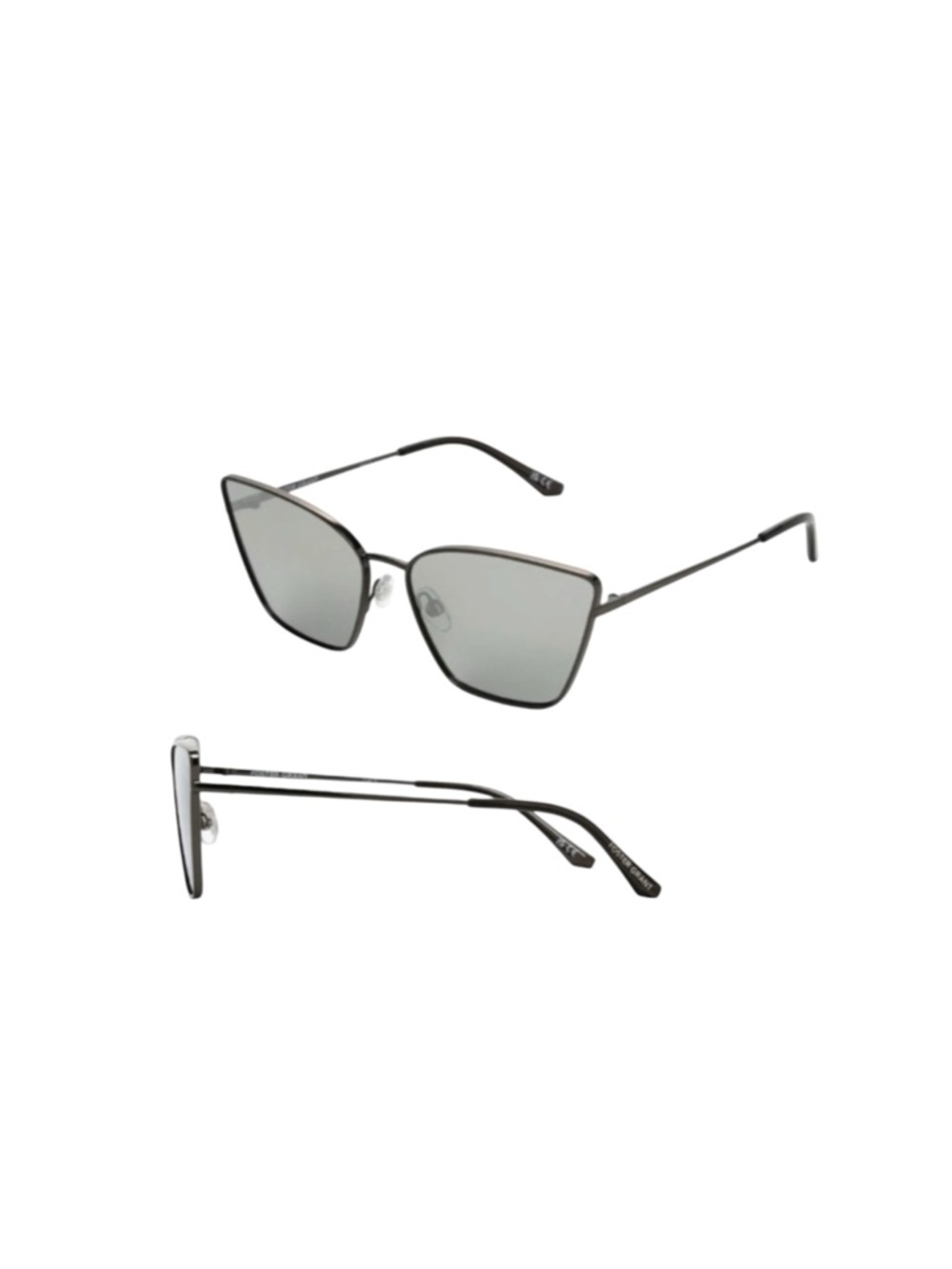 Foster Grant Gunmetal Cat-Eye Sunglasses with Silver Mirror Lenses